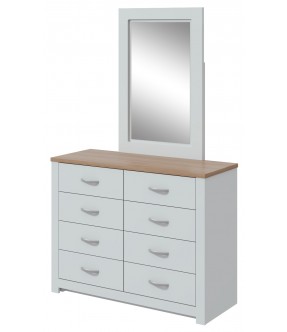 COMMODE GENOVA (2PCS) 8 TIRS + MIRROR WHITE ( 280